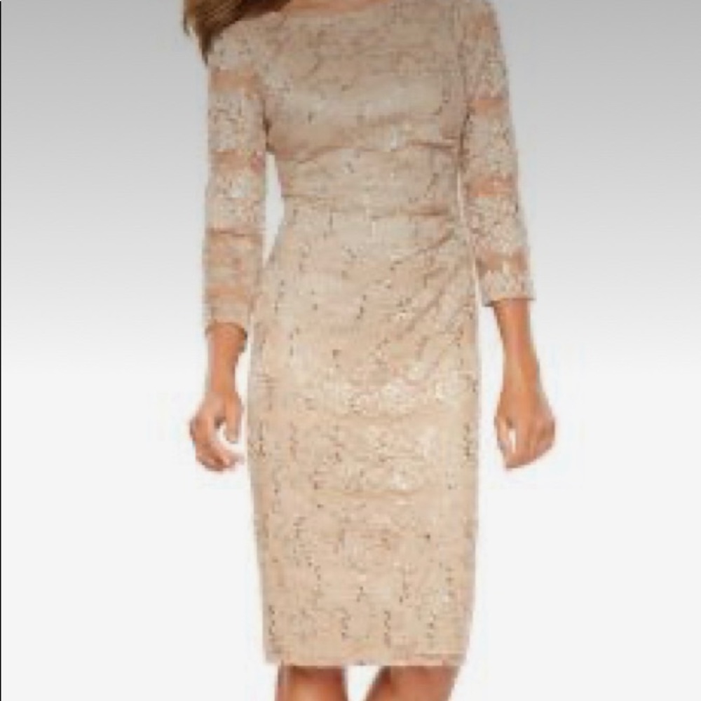 Jessica Howard 3/4 sequin dress - Taupe. NWT